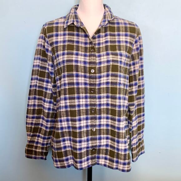 J. Crew Flannel Boy Shirt in Misty Forest Plaid Size 10 - Picture 2 of 7